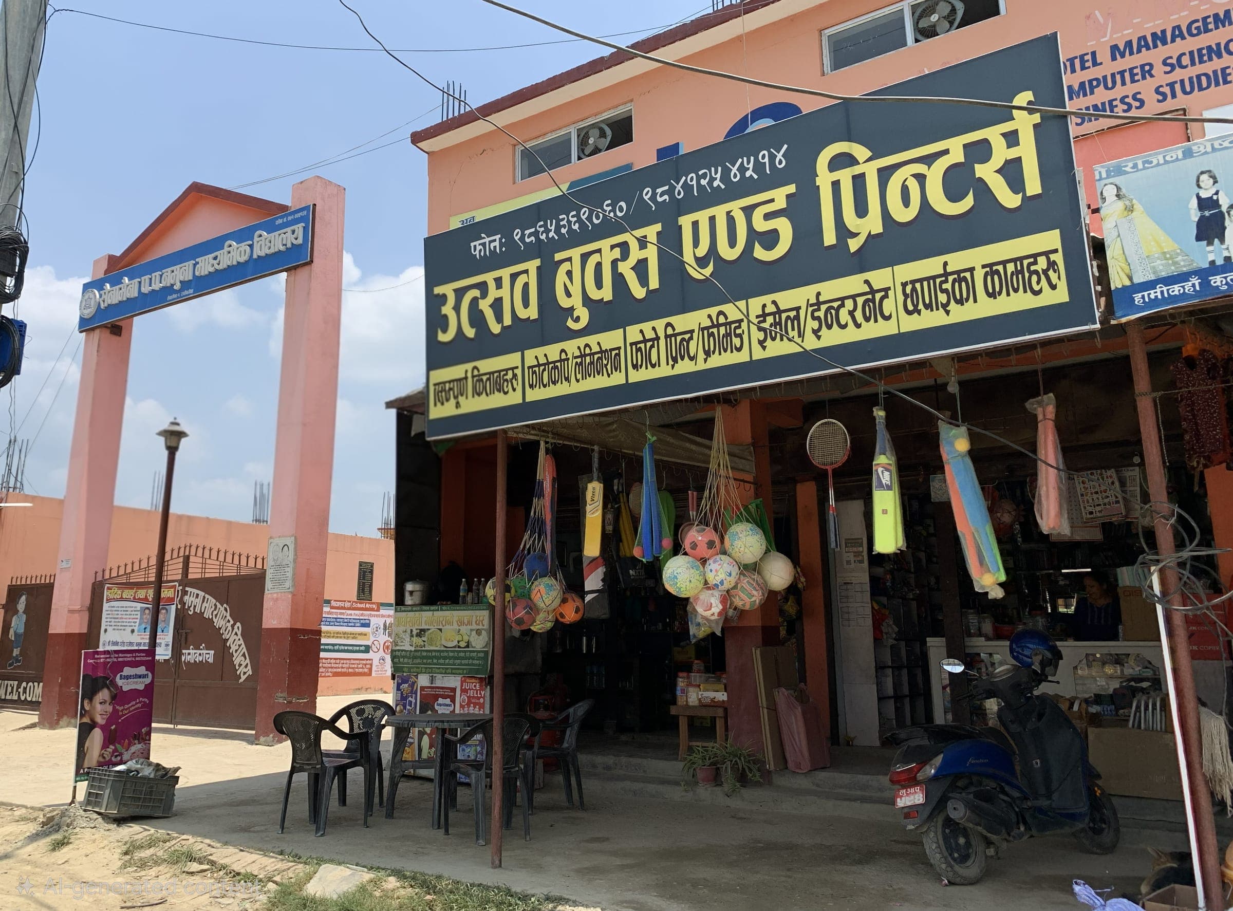 रानीबगिया, सैनामैनास्थित उत्सव बुक्स एण्ड प्रिन्टर्स पसलको अगाडिको दृश्य